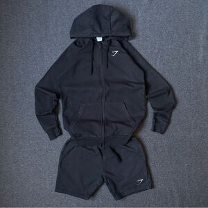 Black Gymshark heavy cotton Tracksuit